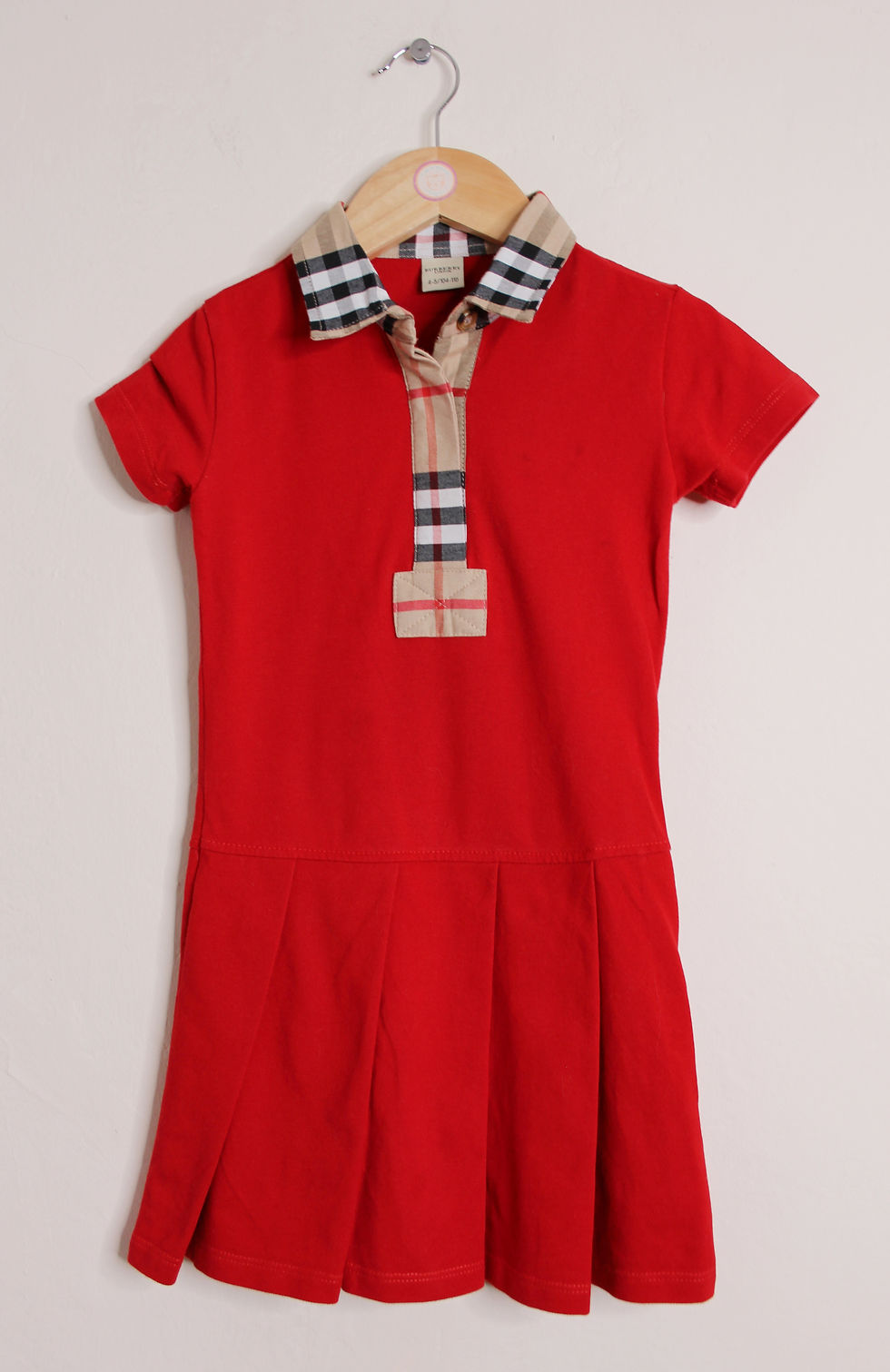 Burberry red short sleeved dress (age 4-5)