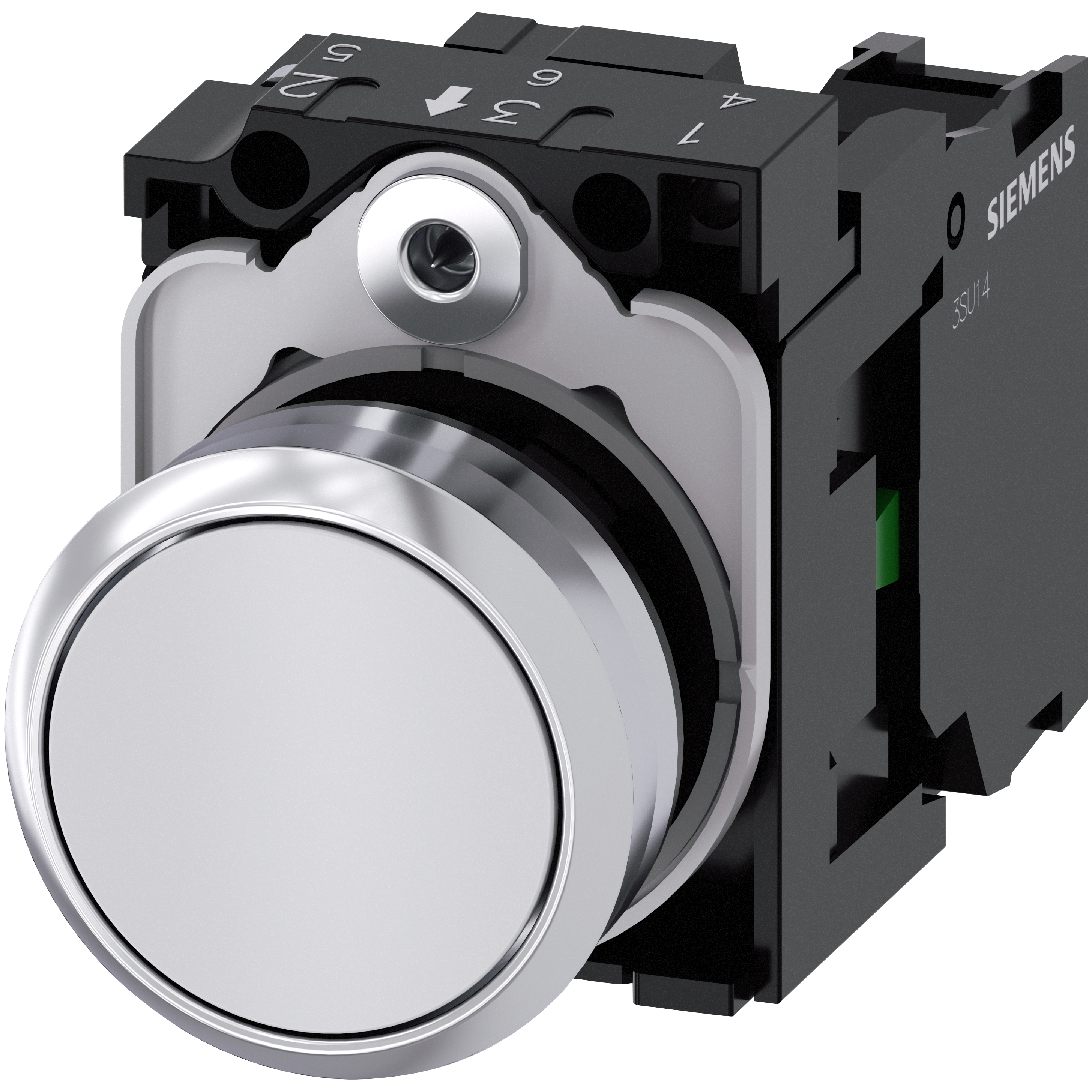 Botón blanco rasante línea metálica.