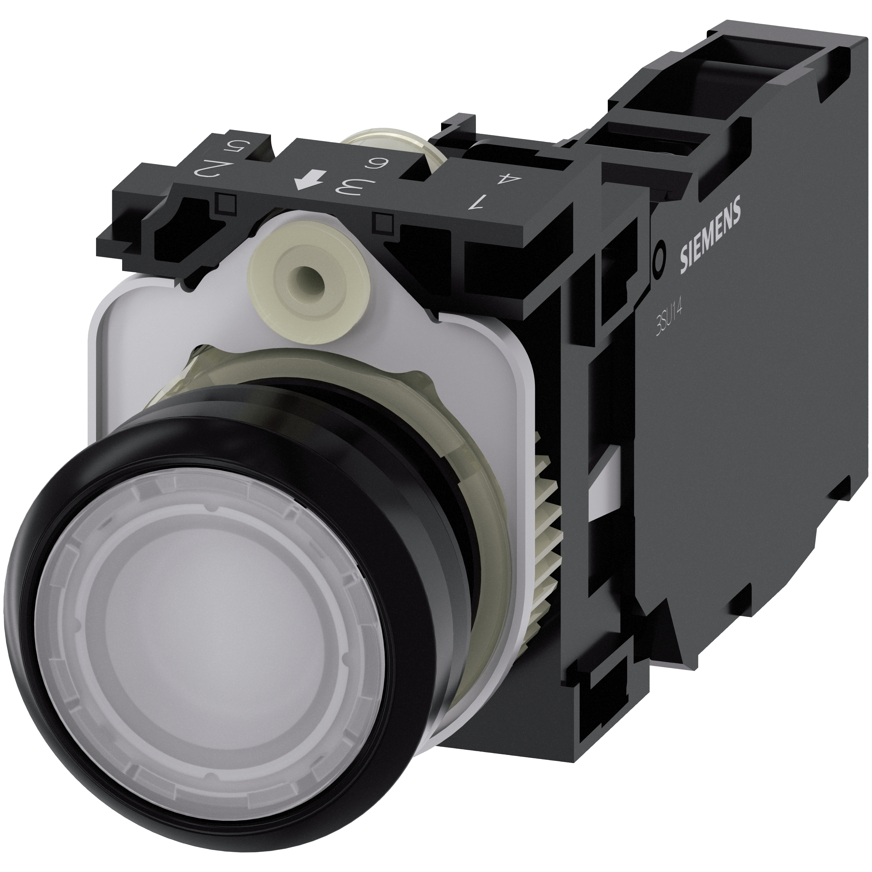 Botón blanco luminoso rasante línea plástica.