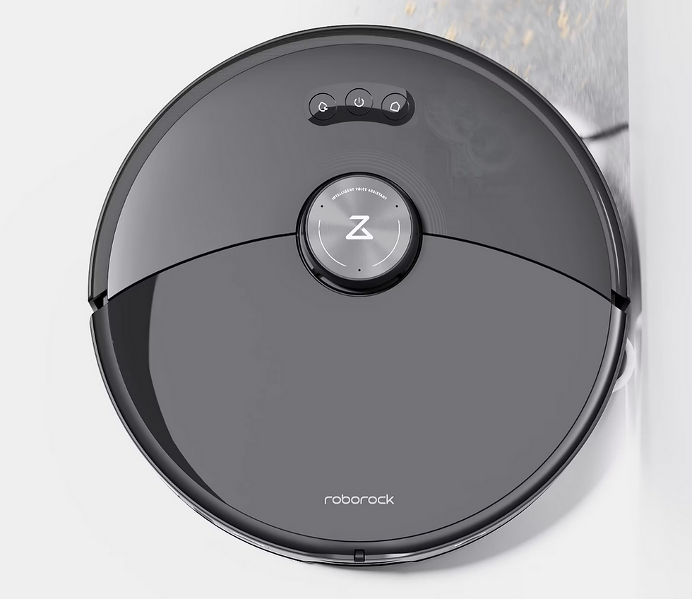 Miniature : Vue de dessus du Roborock Qrevo S Pro noir nettoyant le long d'un mur