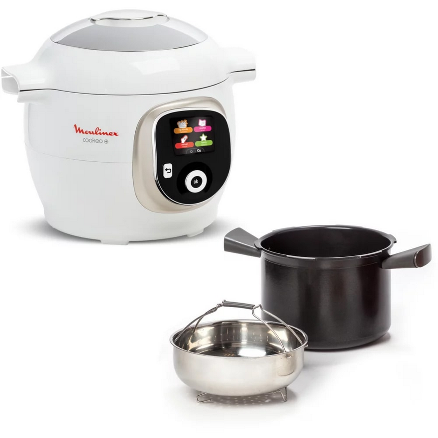 Robot cuiseur Moulinex Cookeo blanc et ses deux cuves