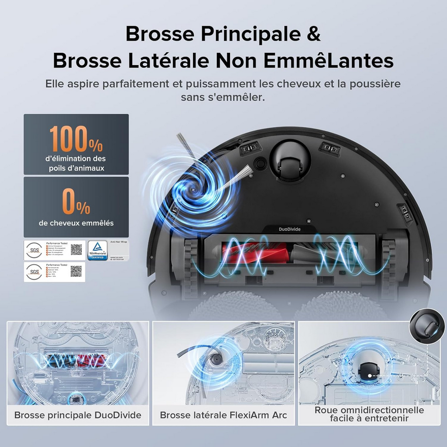 Miniature : Brosses Roborock Q7 L5+ anti-emmêlement pour poils d'animaux