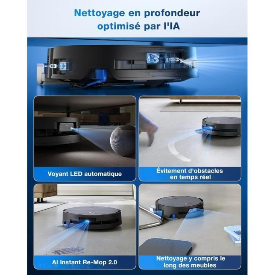 Miniature : Nettoyage Roborock Q7 L5+ optimisé par l'IA et évitement d'obstacles.
