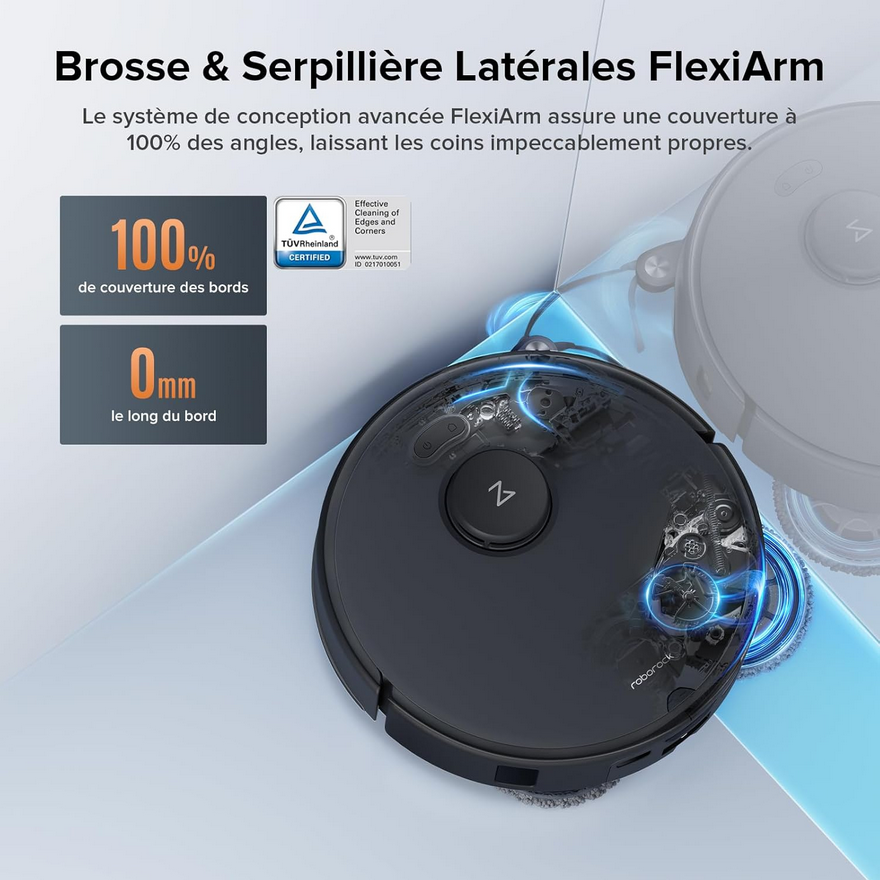 Miniature : Roborock Q7 L5+ : brosse et serpillière FlexiArm pour bords.