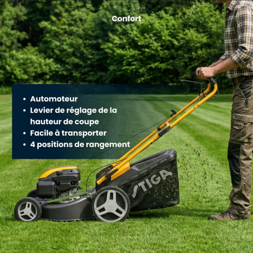 Miniature : Tondeuse Stiga Combi 48 S tractée utilisée sur pelouse