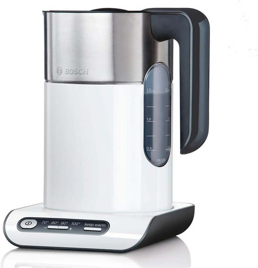 Bouilloire Bosch Styline blanche avec socle de commande