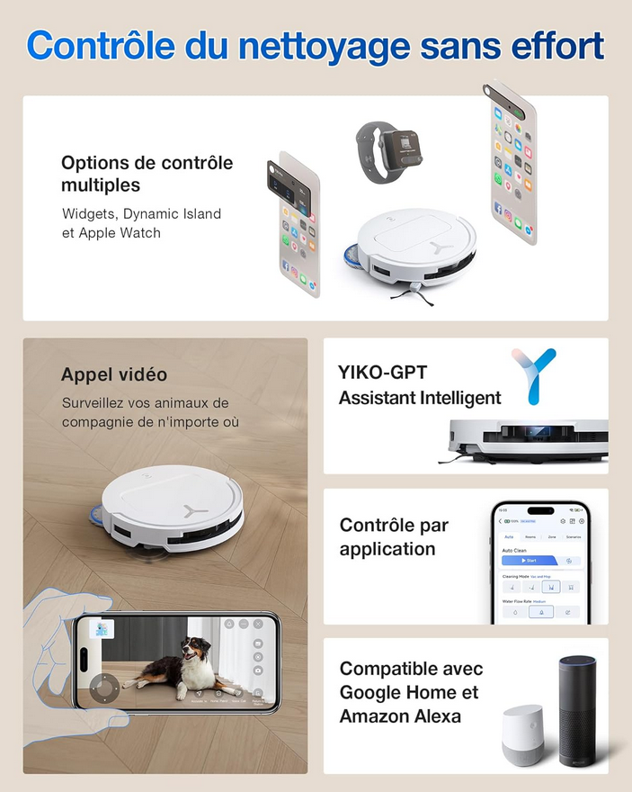 Miniature : Contrôle du Roborock Q7 L5+ via application, montre et voix