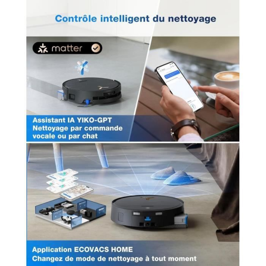 Miniature : Contrôle intelligent via l'application ECOVACS HOME et YIKO AI.
