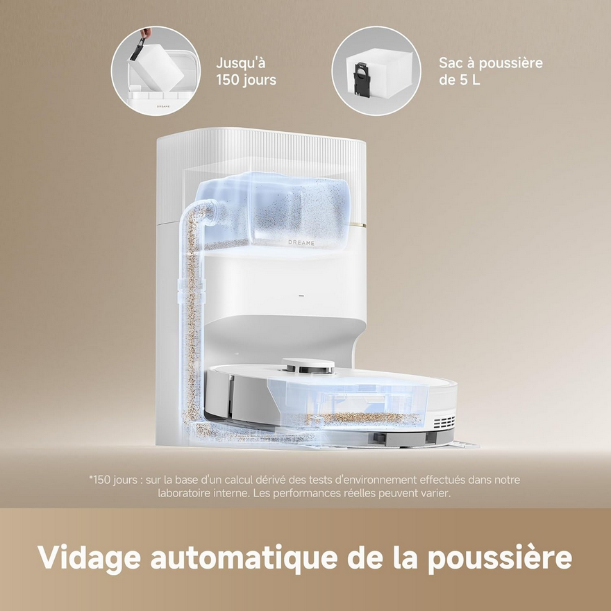 Vidage automatique du Roborock Q7 L5+ avec sac de 5 L.