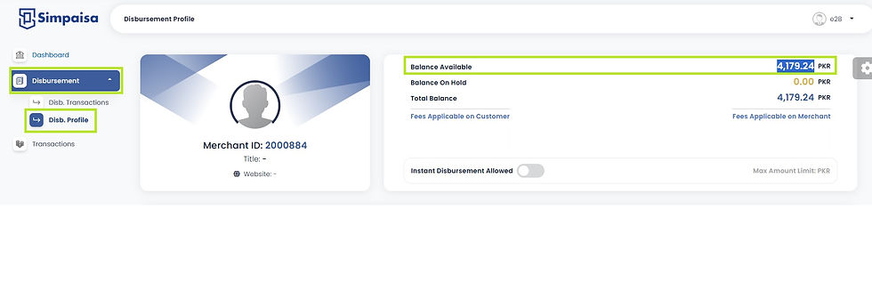 Disbursement > Disb. Profile > Balance Available