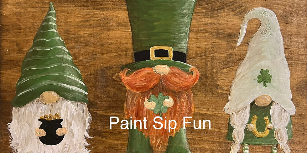 Feeling Lucky Gnome Trio on 12 x 16 Wood