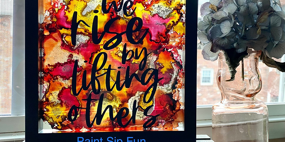 Alcohol Ink Painting on Glass with Customized Phrase & Frame