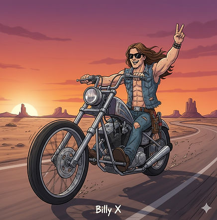Billy X Riding Motorcycle