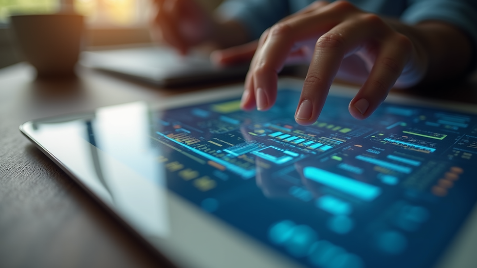 Close-up view of a digital tablet displaying animated motion graphics