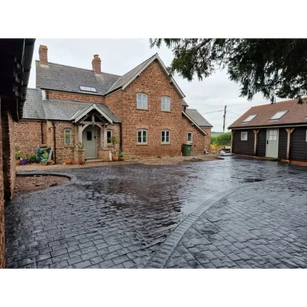 New block paving in farm courtyard area