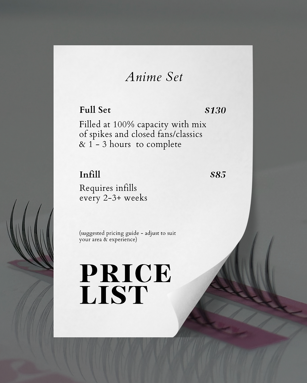 lash extension price guide