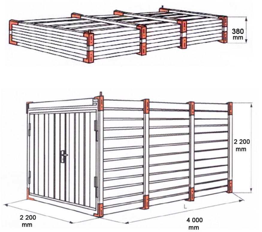 Miniaturbild: Bemaßung eines 4m Standardcontainers