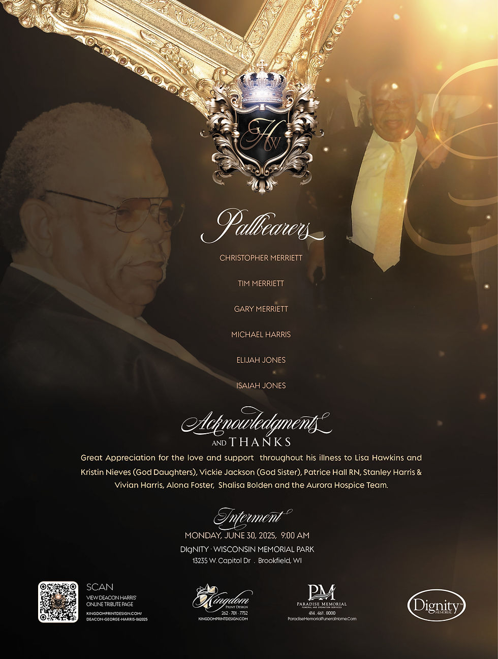 Thumbnail: Men's Black, Gold and brown 12-page funeral magazine program Back Cover