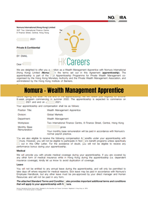 Nomura - Wealth Management Apprentice (2021) 2