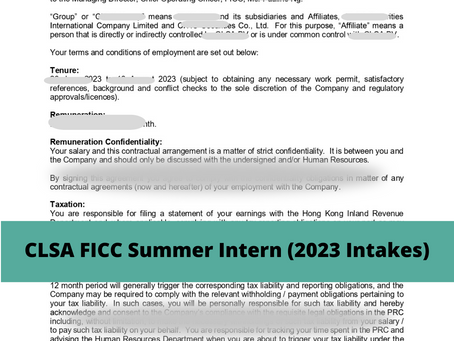 CLSA - FICC Summer Intern-2023