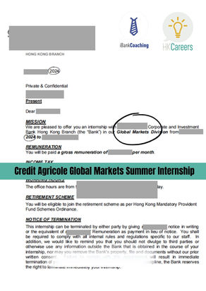Credit Agricole Global Markets Summer Internship 2024