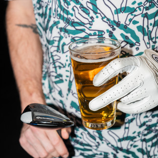 Draft beer and golf club