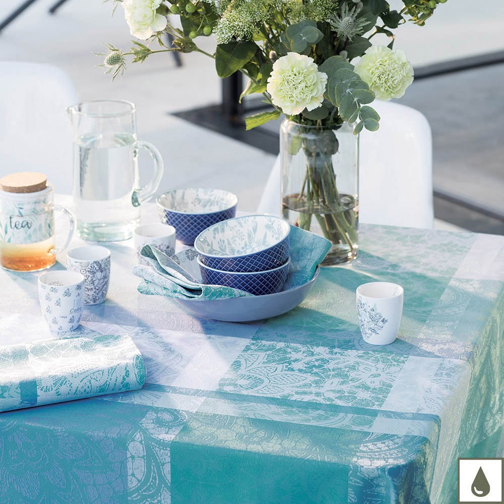 Mille dentelles turquoise enduit 180 cm