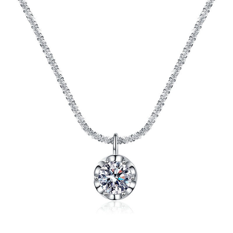 Thumbnail: Elysian Brilliance Necklace with a round solitaire pendant
