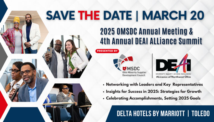 March 20, OMSDC Annual Meeting and the 4th Annual DEAI ALLiance Summit. Delta Hotels by Marriott in Toledo. 