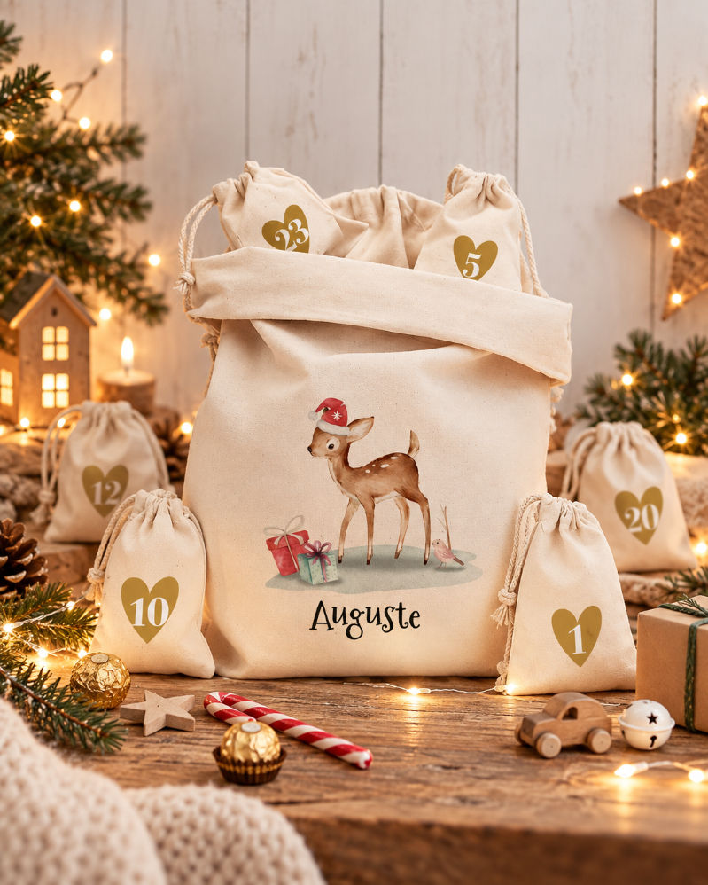calendrier de l'avent réutilisable tissu ecolo zéro gashi personnalisé