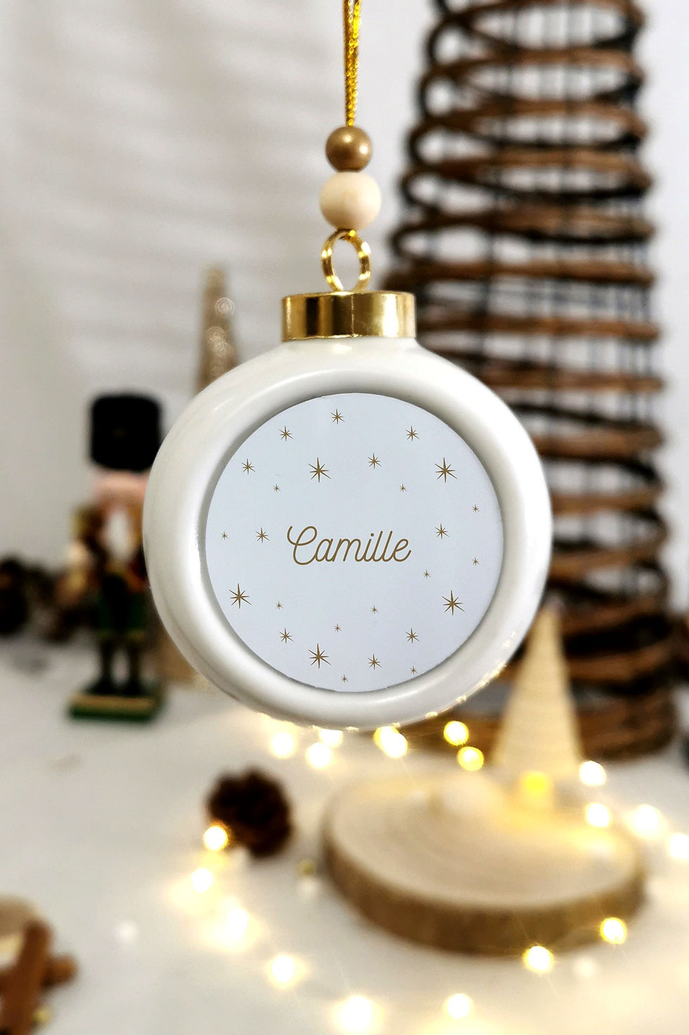Miniature : boule de Noël suspension sapin personnalisé porcelaine prénom