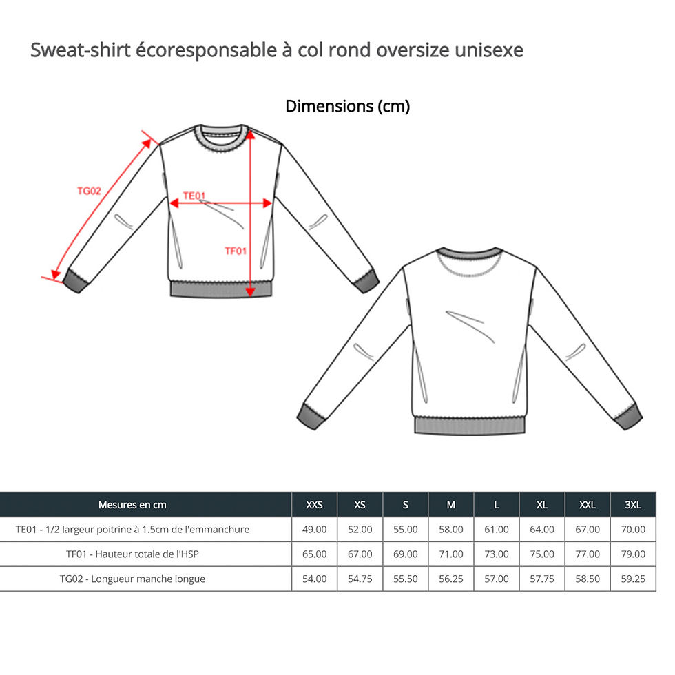 Miniature : Sweat à col rond oversize unisexe "MARCELLO"