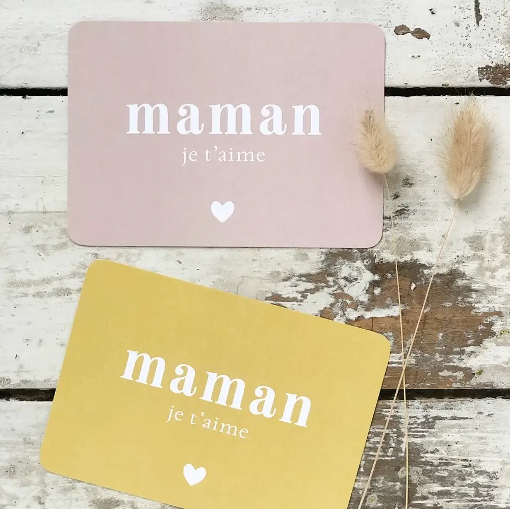 Carte postale MAMAN JE T'AIME + enveloppe kraft