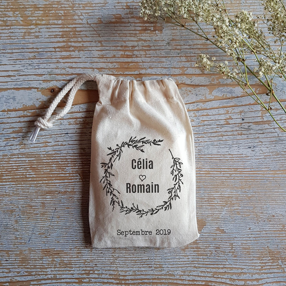 Pochon sac personnalisé baptême mariage pochon dragées personnalisé