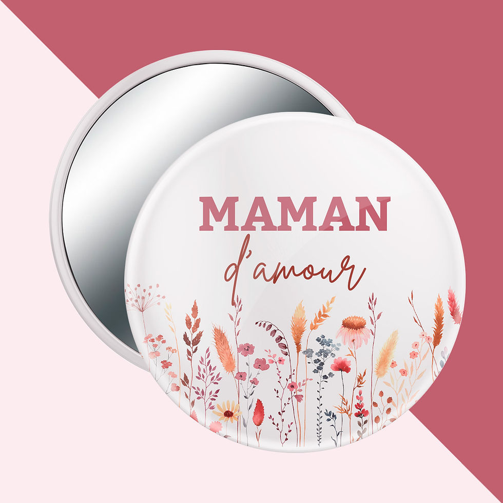 Miniature : Miroir magnet badge personnalisé maîtresse maman mamie merci