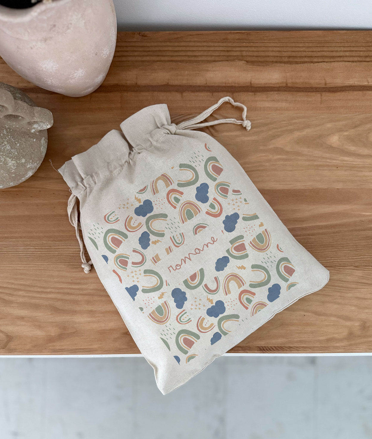 Petite sac de rangement personnalisé, pochon personnalisé, sac maternelle, affaire nounou, crèche, rentrée scolaire