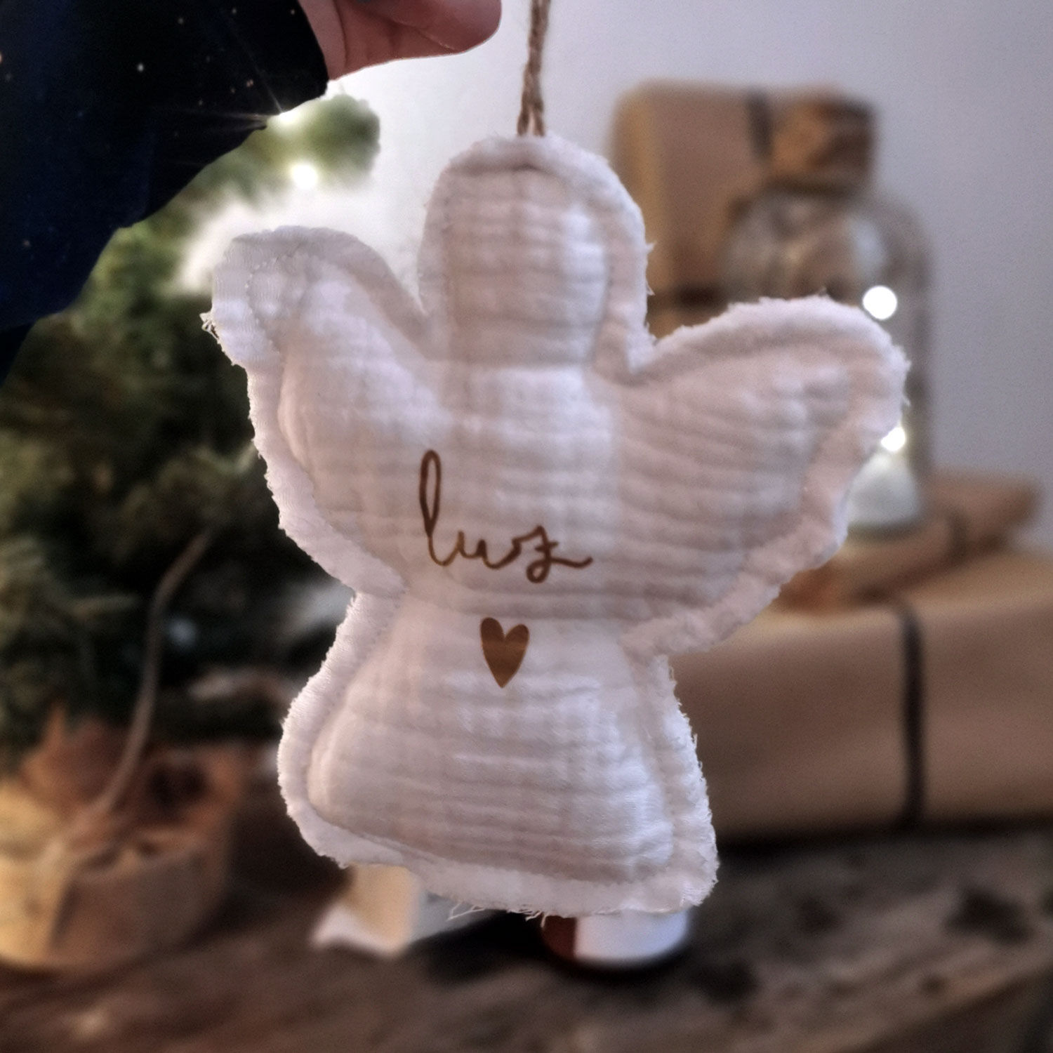 suspension de noël sapin personnalisé gaze de coton