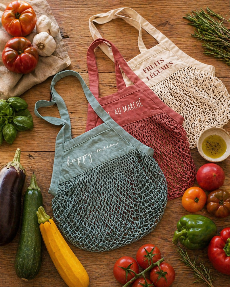 sac filet, cadeau maman maitresse personnalisé, filet de course, sac personnalisé, sac marché