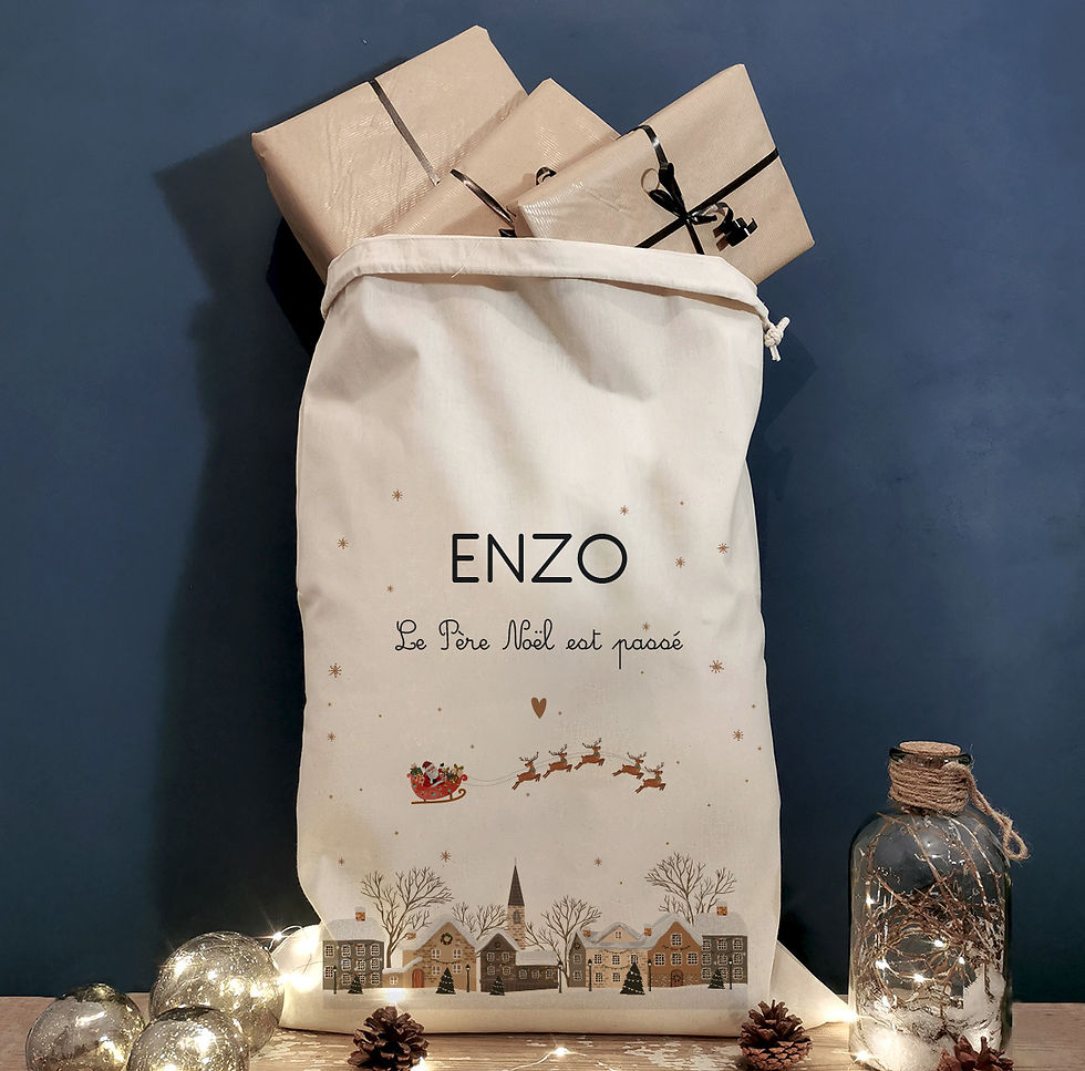 Hotte de Noël personnalisé, hotte Père Noël, sac de Noël, hotte cadeau, sac cadeau