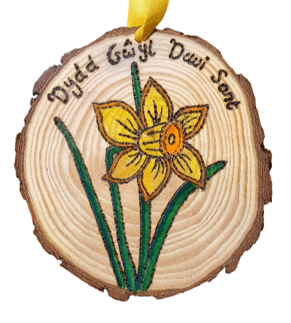 Thumbnail: Dydd Gwyl Dewi Sant/ St David's Day Daffodil Log Slice