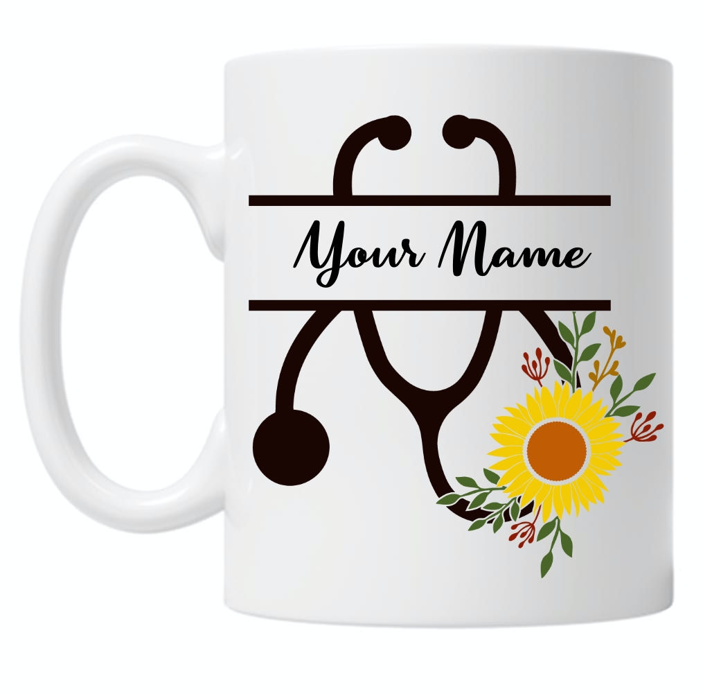 Personalised Stethoscope Heart 10oz Mug