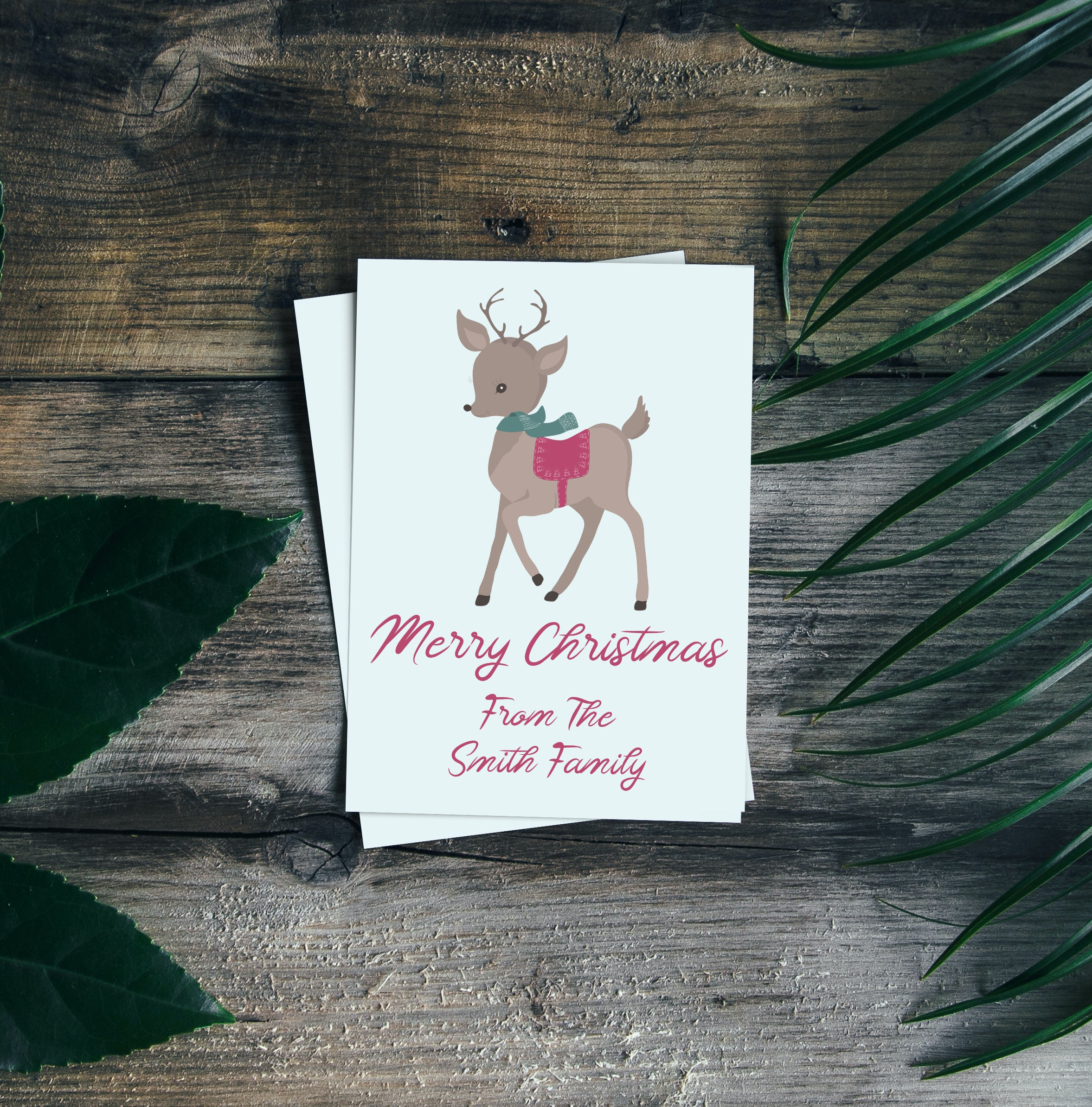 Personalised Reindeer A6 Greetings Card