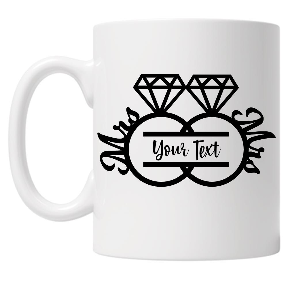 Personalised Mrs and Mrs Rings 10oz Mug