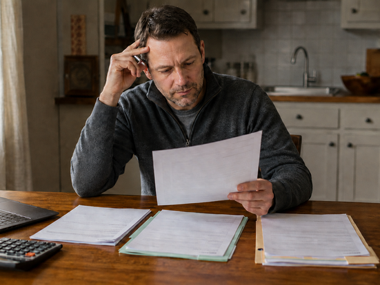 A man going over his finances.