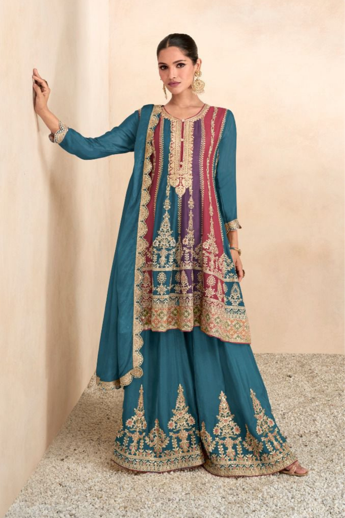 Gulkayra Preet Platinum Chinon Wedding Salwar Kameez Blue