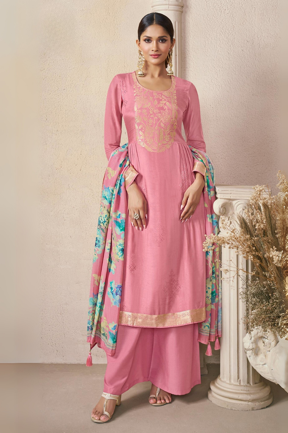 Navya Vol 2 By Vinay Kuleesh Self-Weaved Viscose Salwar Kameez Pink