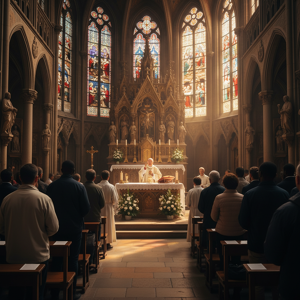 Musicians leading spiritual worship during Mass