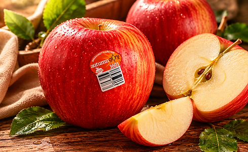 Manzanas Autumn Glory frescas enteras y en rodajas