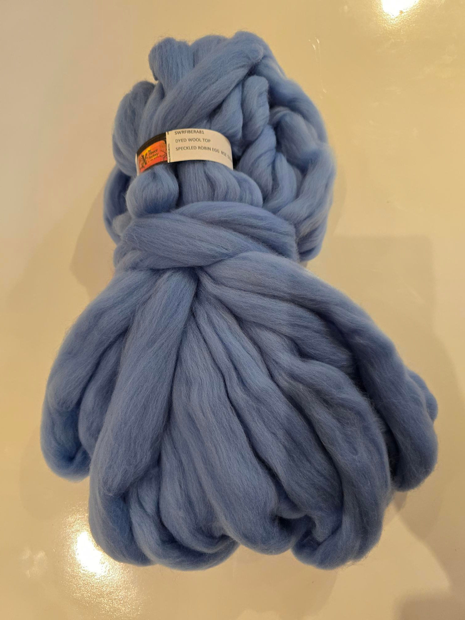 Dyed Wool Roving- Speckled Robin Egg