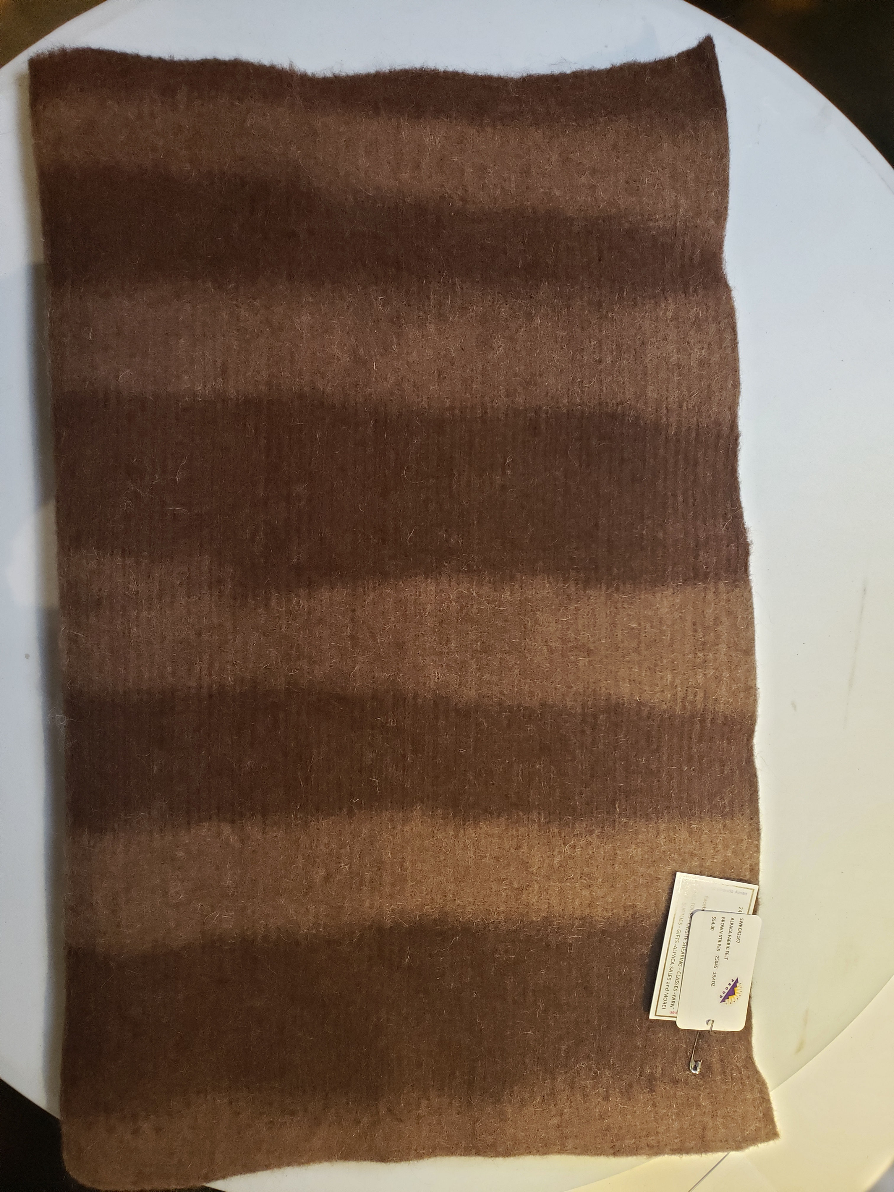 Alpaca Fabric Felt - Brown Stripes - 45"X25"